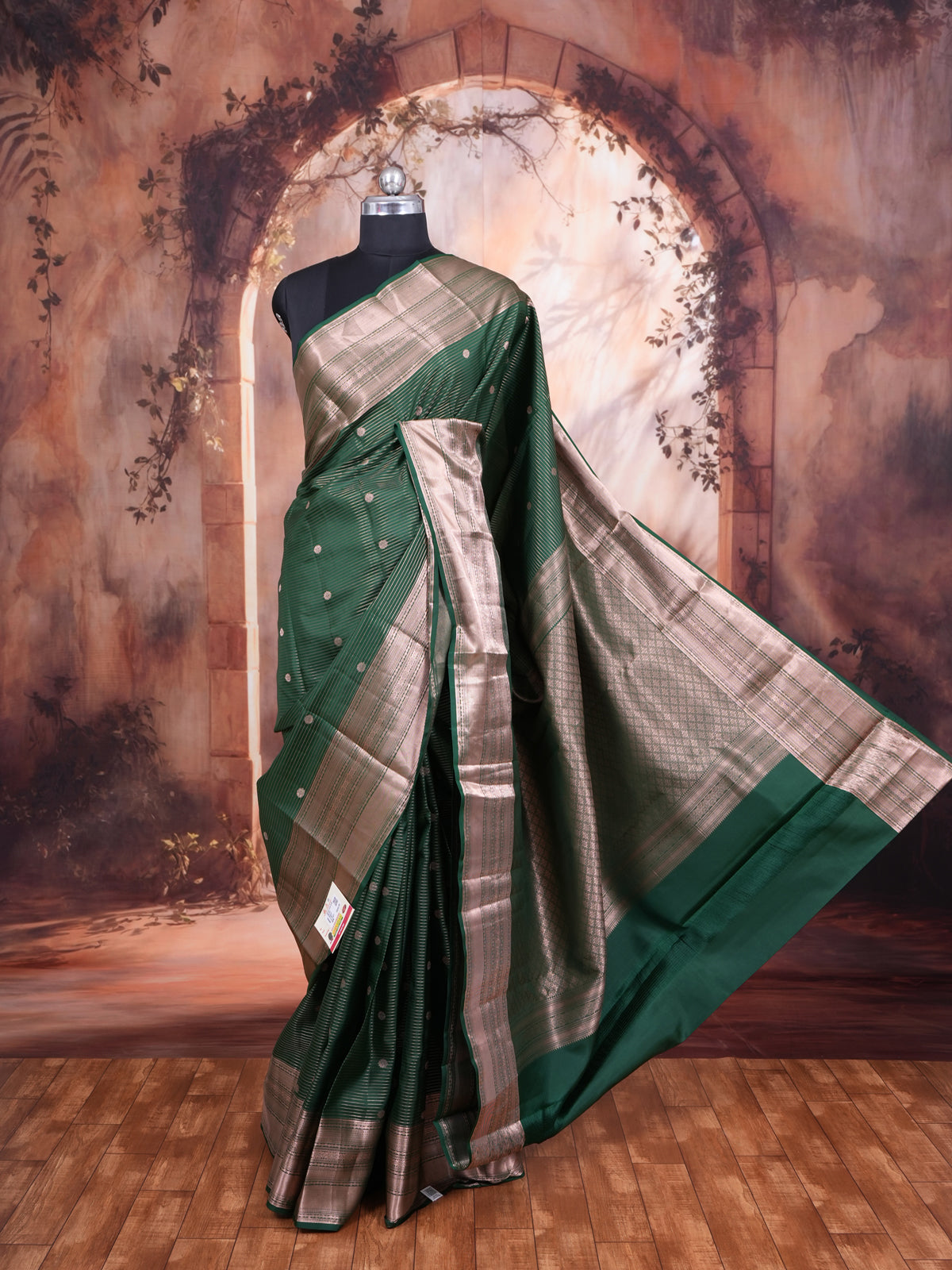 Bottle Green Pure Silk Saree
