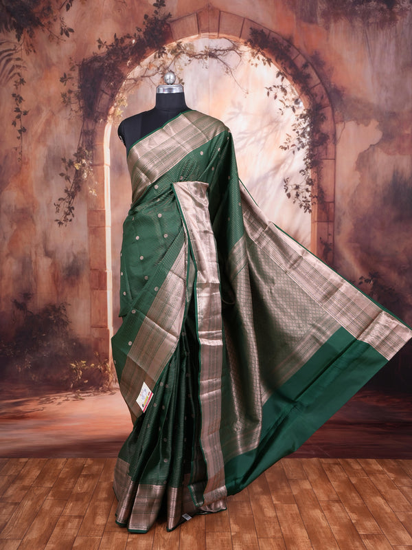 Bottle Green Pure Silk Saree