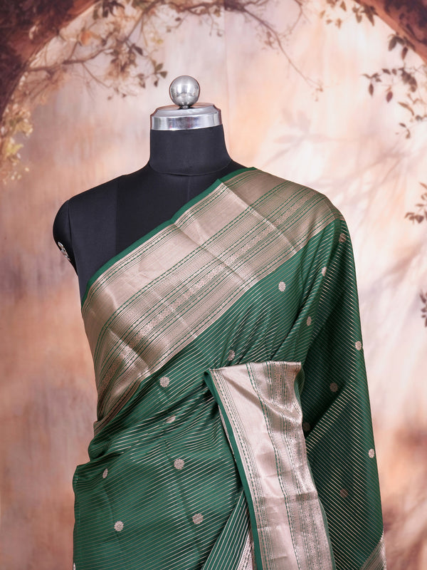 Bottle Green Pure Silk Saree