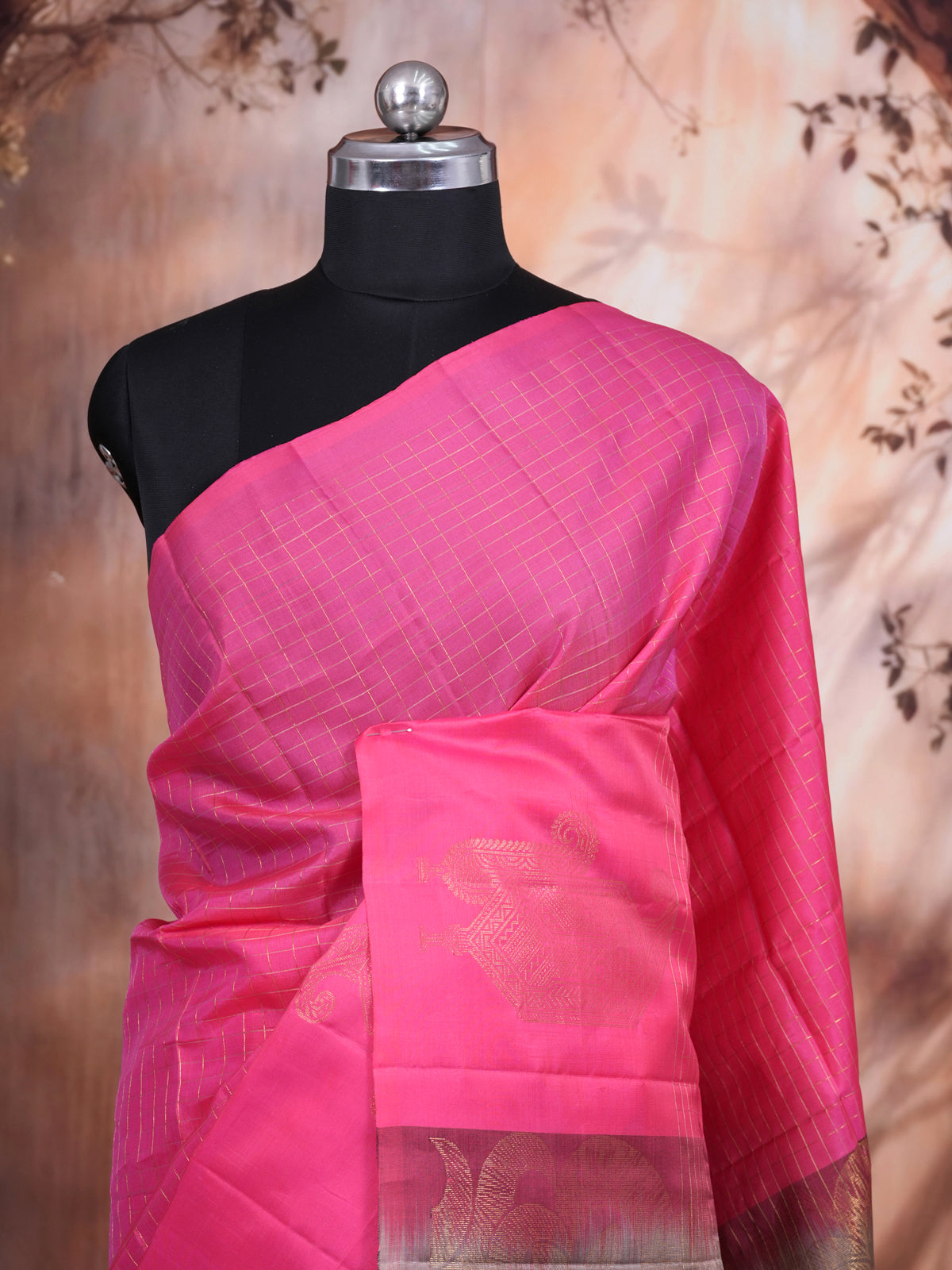 Vibrant Pink Pure Silk Saree