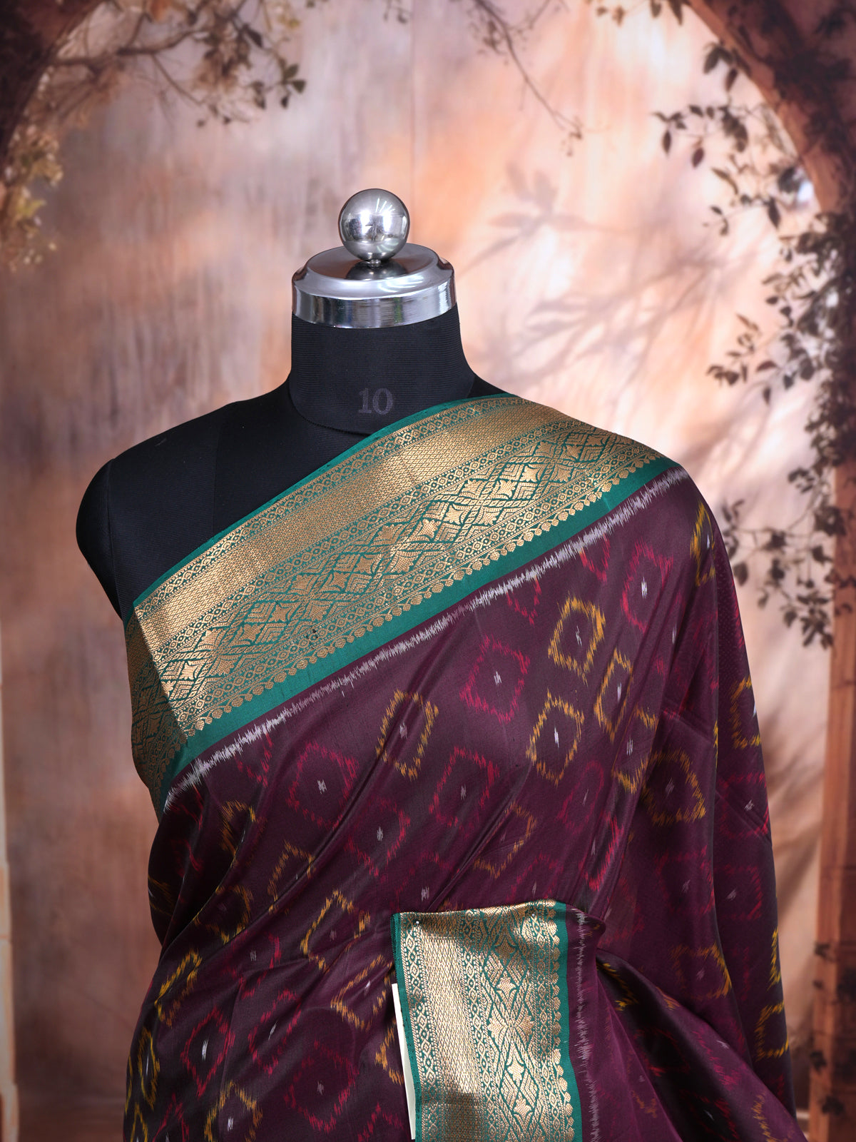 Deep Wine with Teal Green - Pure Kanchipuram Silk Saree