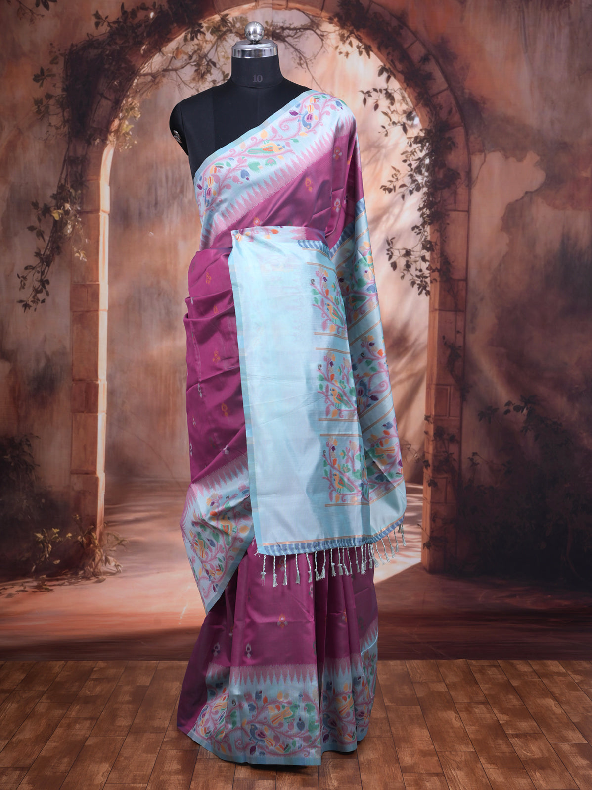 Wine Purple Semi Silk Saree