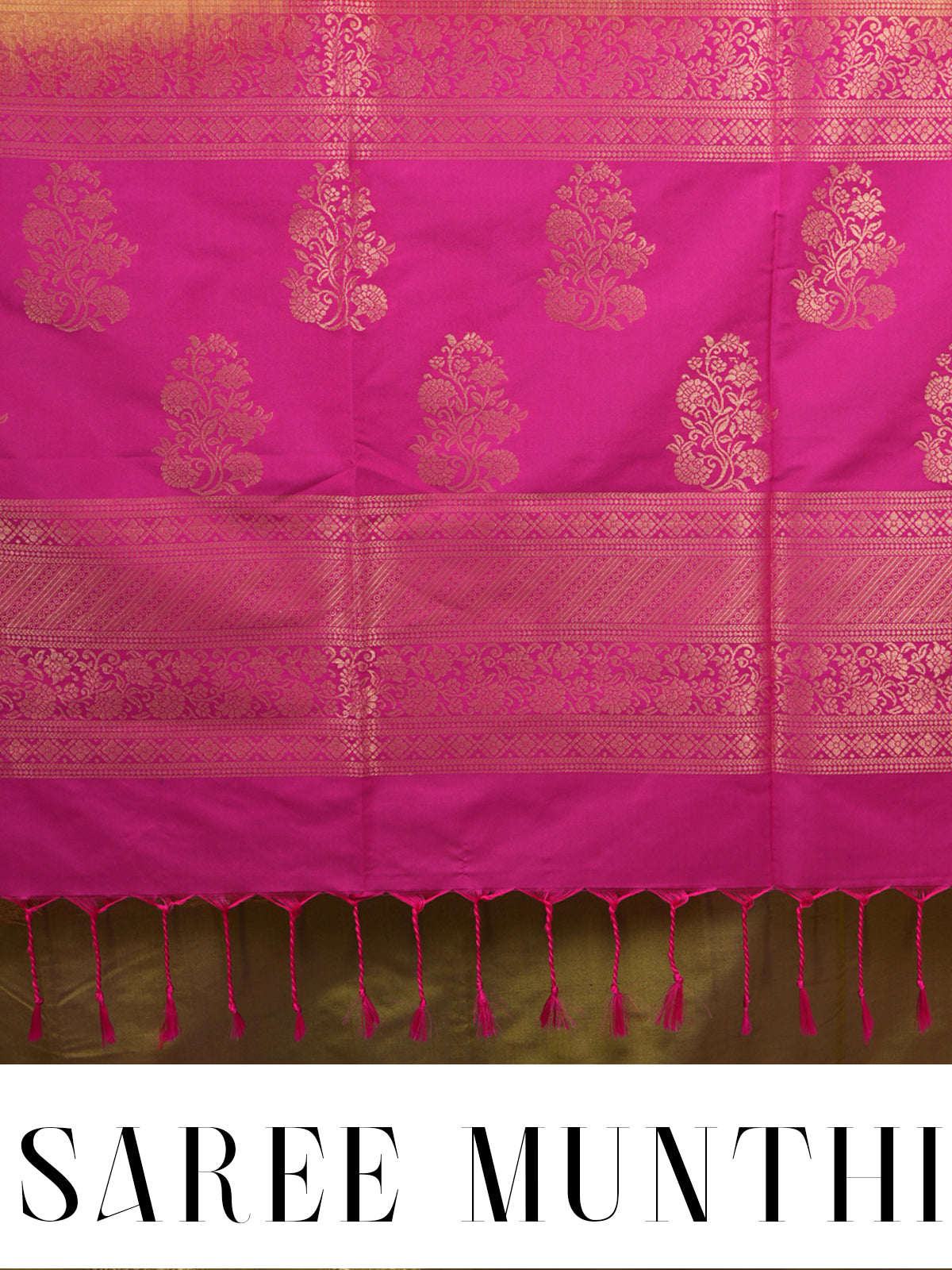 Olive Green with Rani Pink Semi Silk Saree