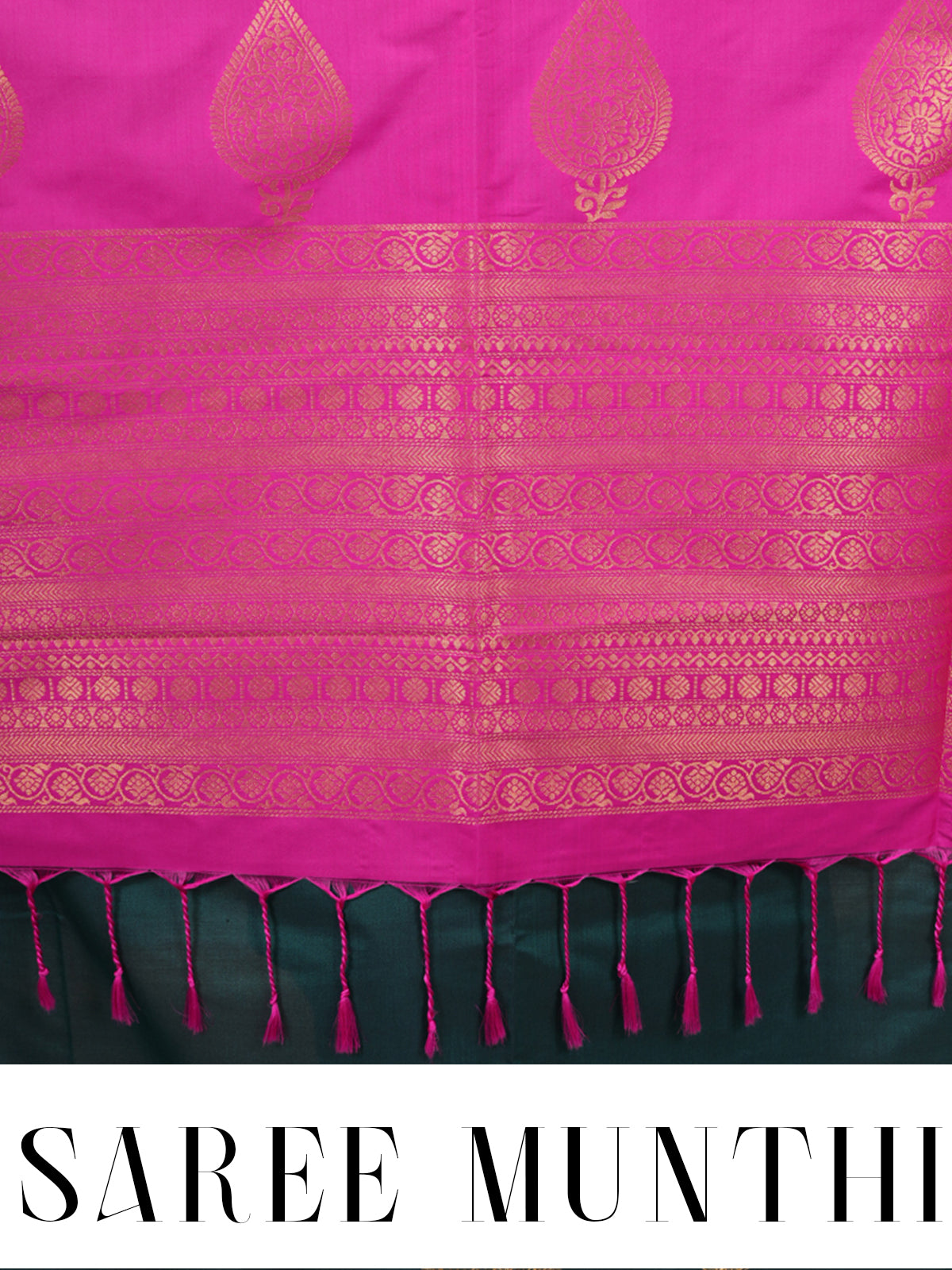 Bottle Green with Rani Pink Semi Silk Saree