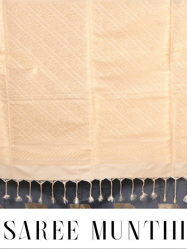 Grey with light Sandal Semi Silk Saree