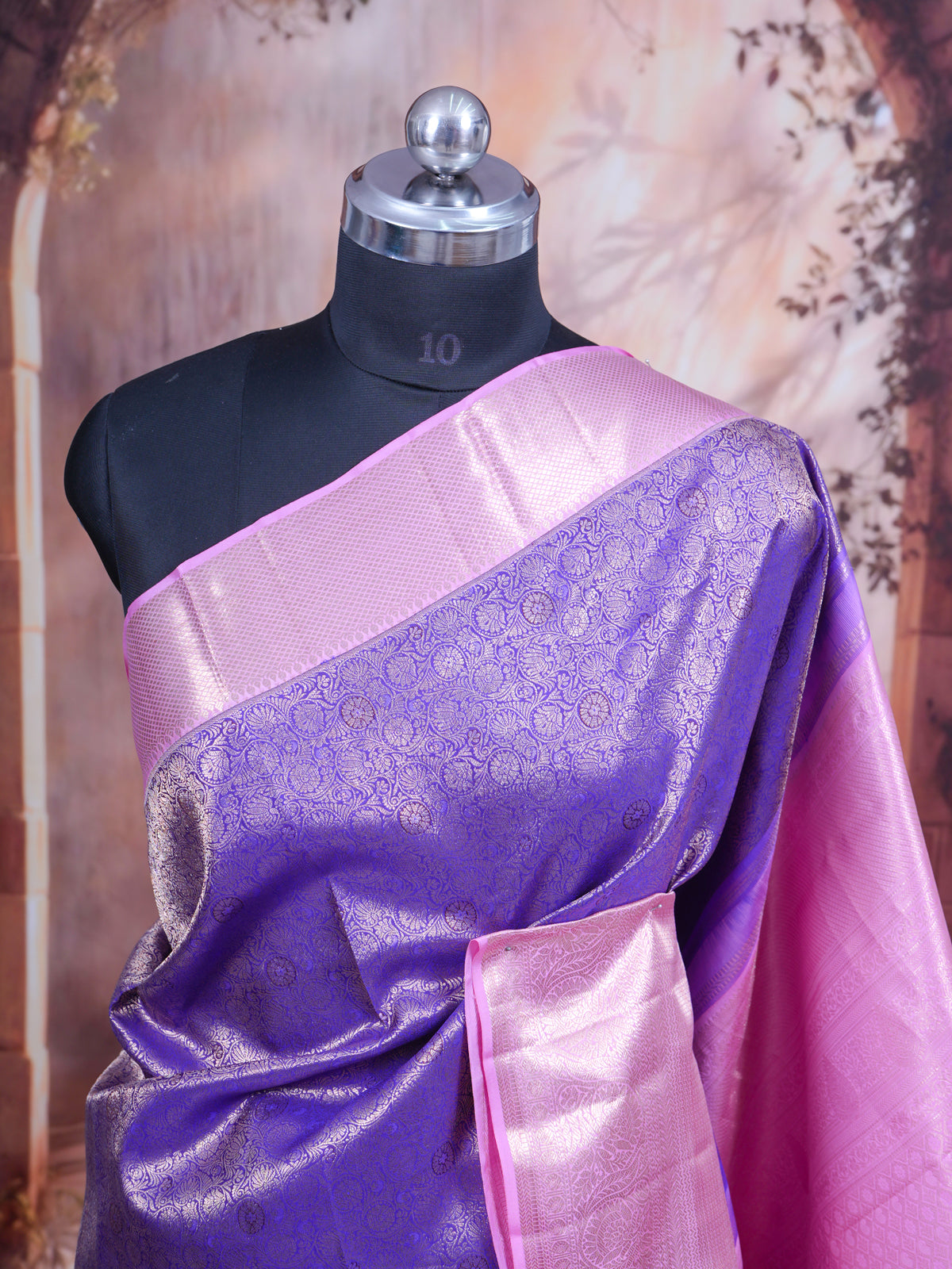 Elegant Purple with Baby Pink Kanchipuram Silk Saree