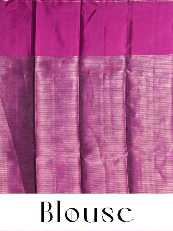 Bottle Green with Magenta Pink Kanjivaram silk saree