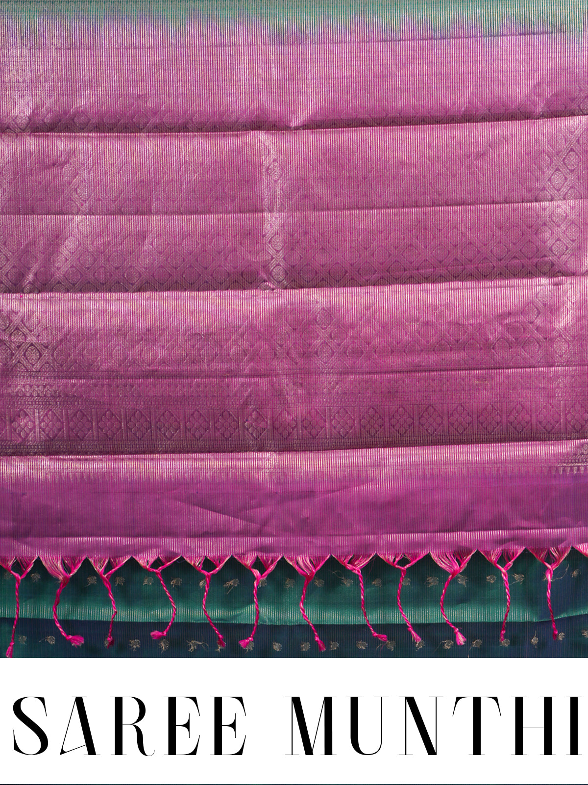 Bottle Green with Magenta Pink Kanjivaram silk saree