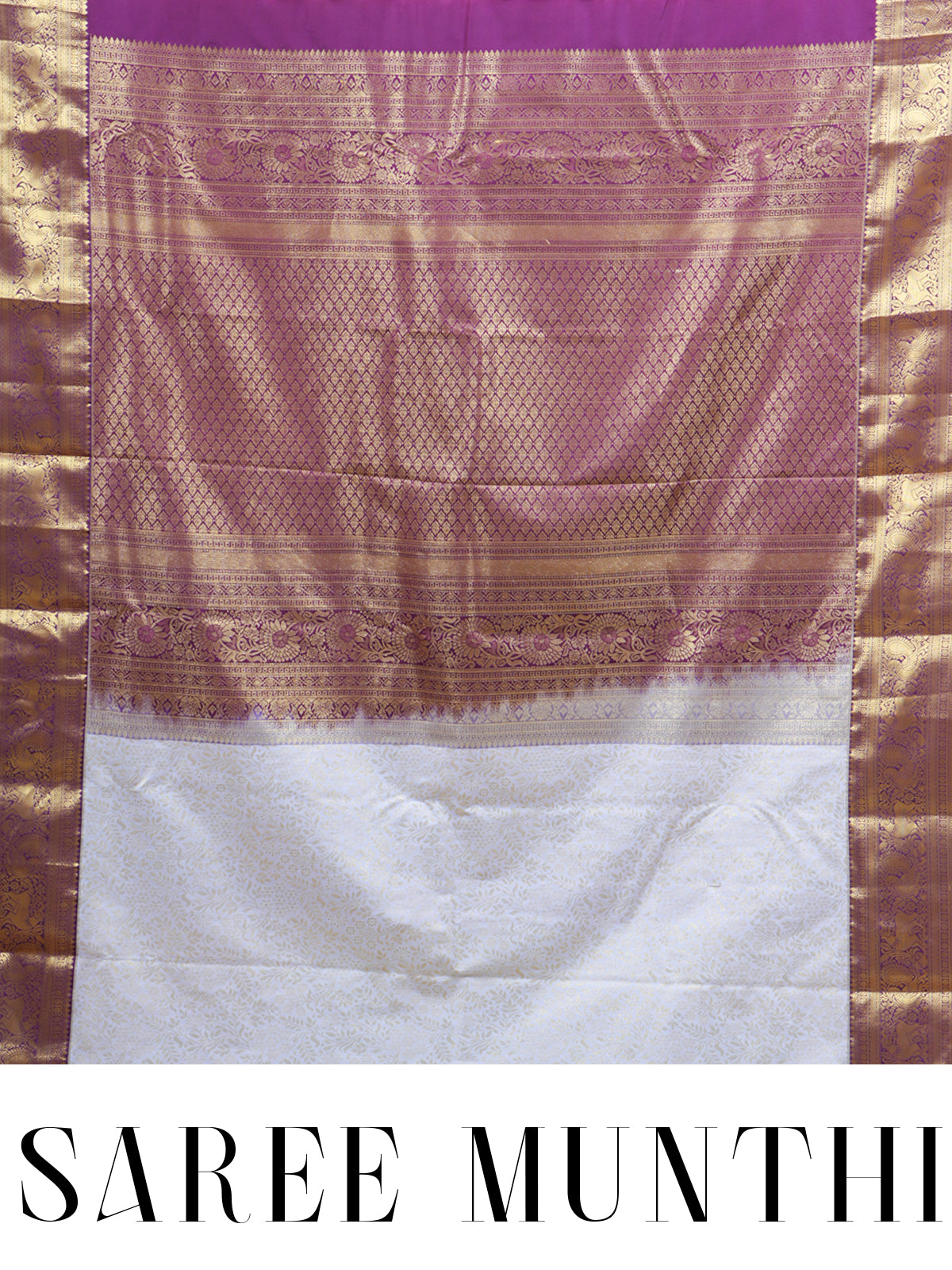 Exquisite Off-White with Magenta Kanchipuram Silk Saree