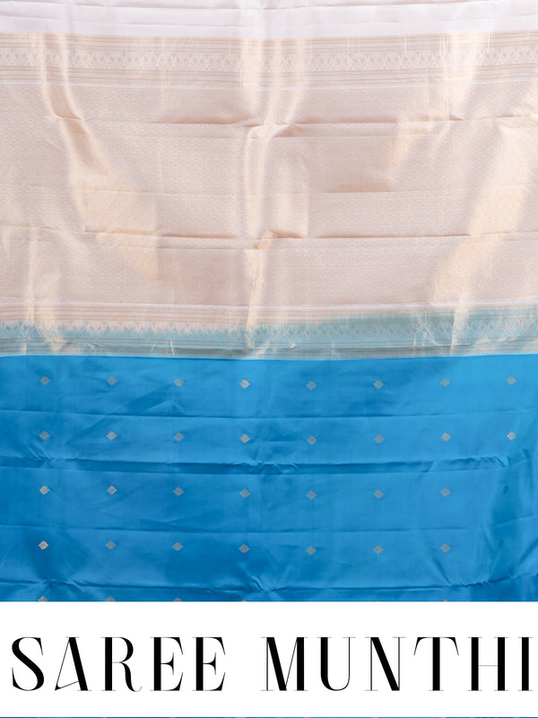 Luminous Peacock Blue With Gold Zari Kanchipuram Silk Saree