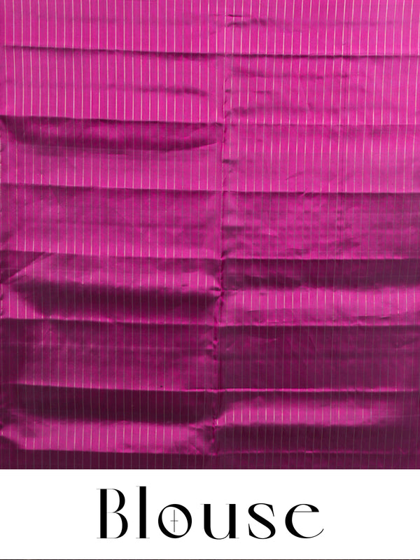 Exquisite Coffee Brown With Magenta Silk Saree with Fine Zari Checks