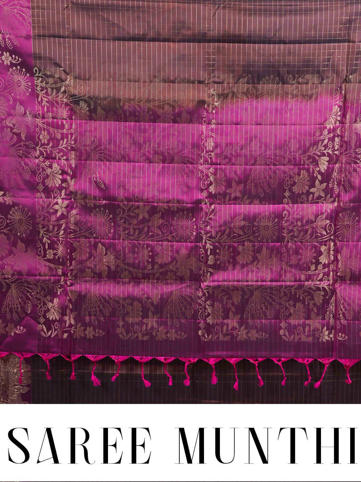 Exquisite Coffee Brown With Magenta Silk Saree with Fine Zari Checks