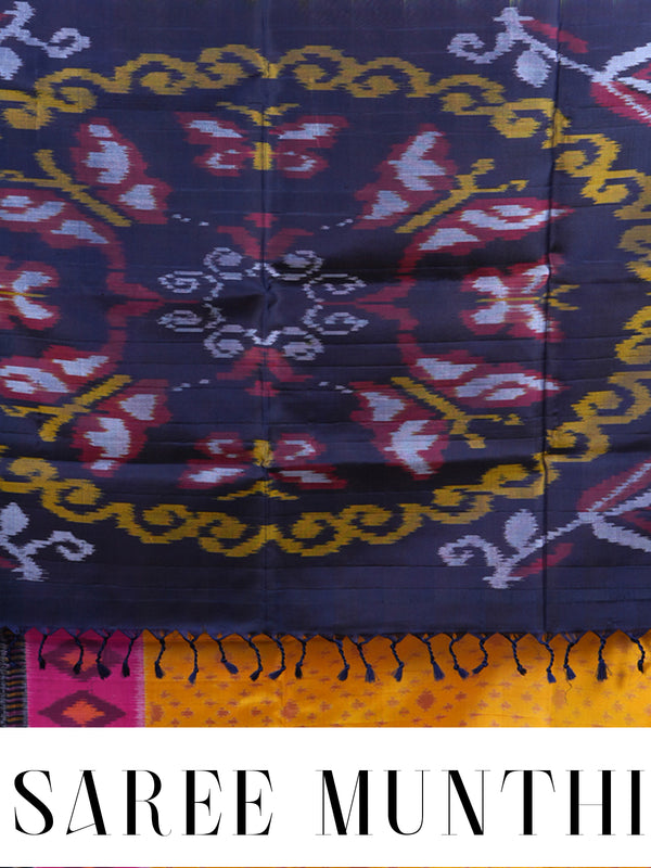 Radiant Yellow with Midnight Blue Kanchipuram Silk Saree