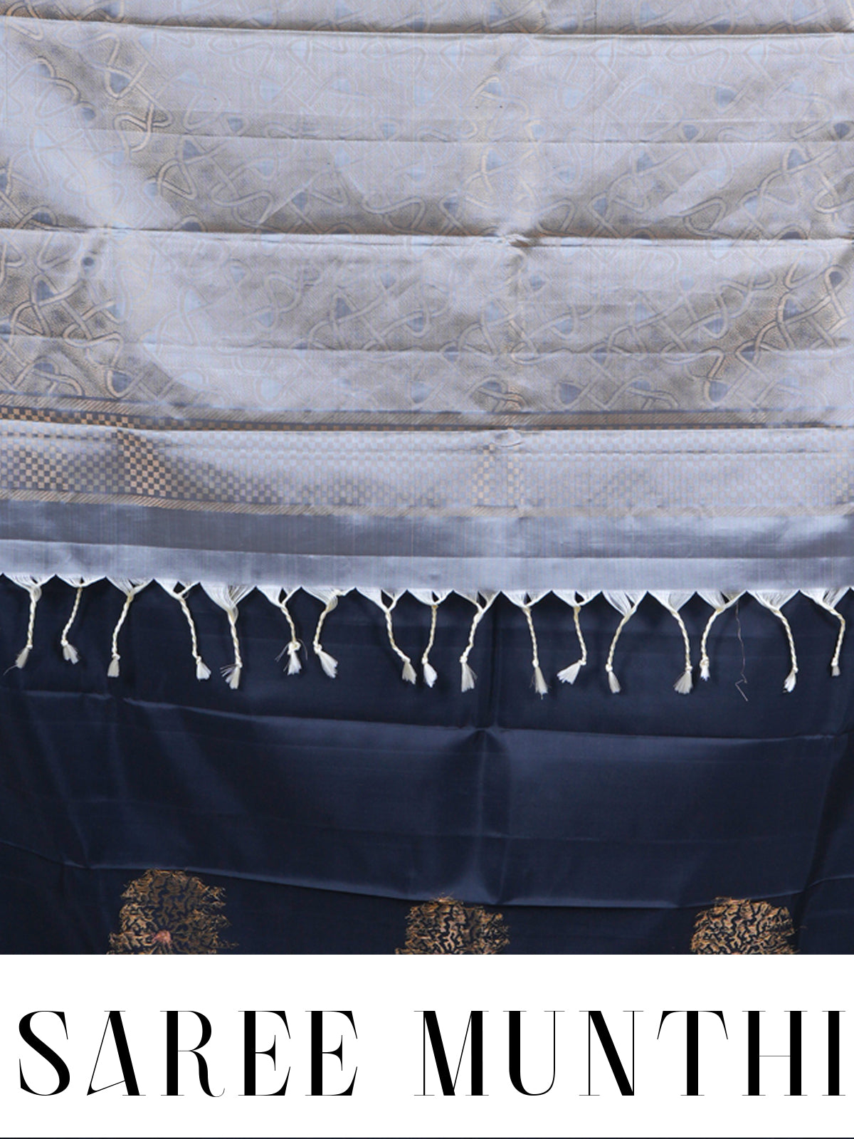Royal Black & Antique Silver Kanchipuram Silk Saree