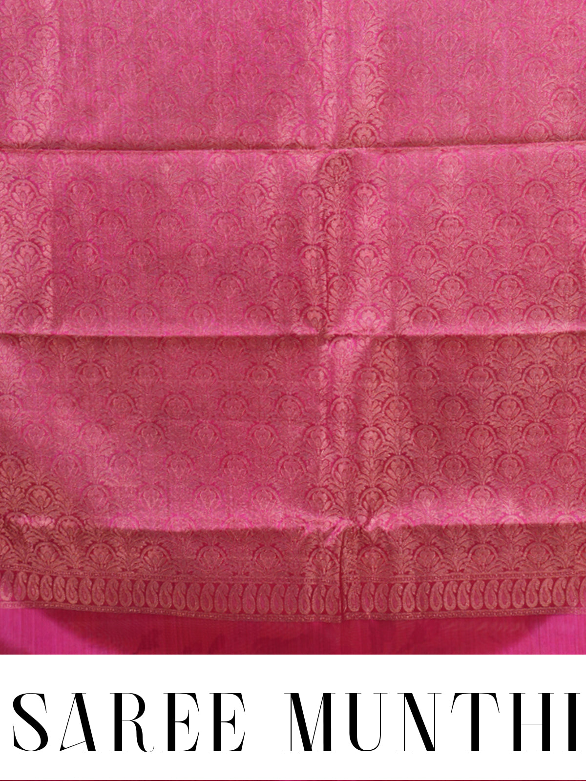 Elegant Rani Pink With Beige Floral Kanchipuram Silk Saree