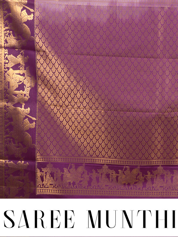 Classic Off-White & Deep Wine Kanchipuram Style Silk Saree