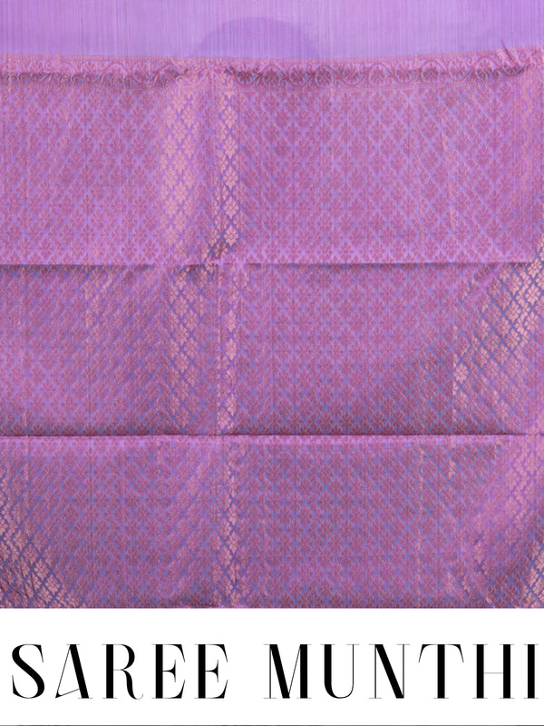 Enchanting Turquoise Blue & Lavender Mauve Floral Kanchipuram Silk Saree