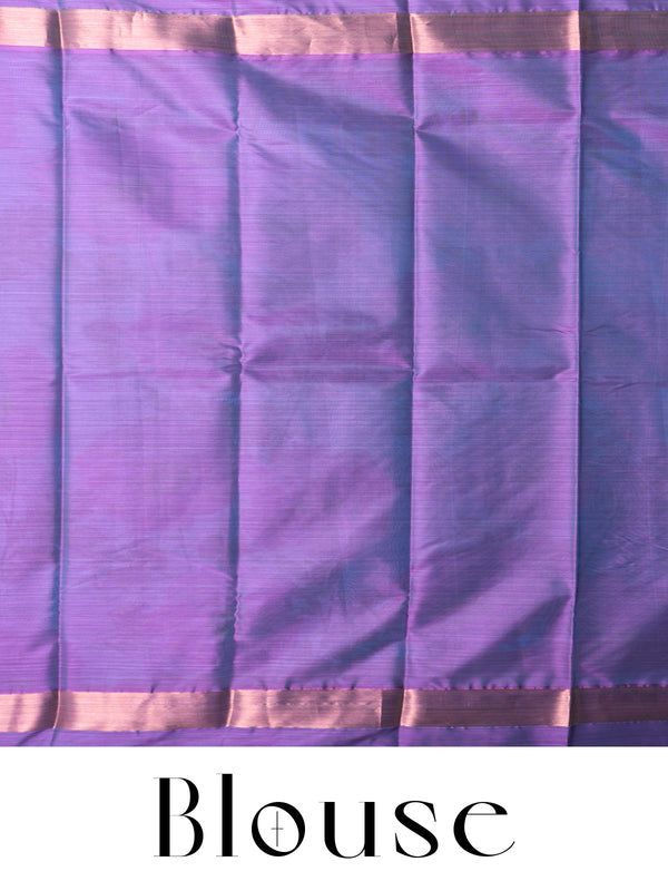 Enchanting Turquoise Blue & Lavender Mauve Floral Kanchipuram Silk Saree