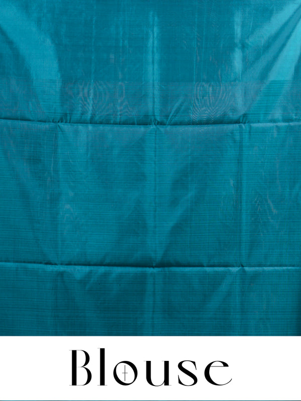 Elegant Charcoal Grey & Teal Kanchipuram Silk Saree