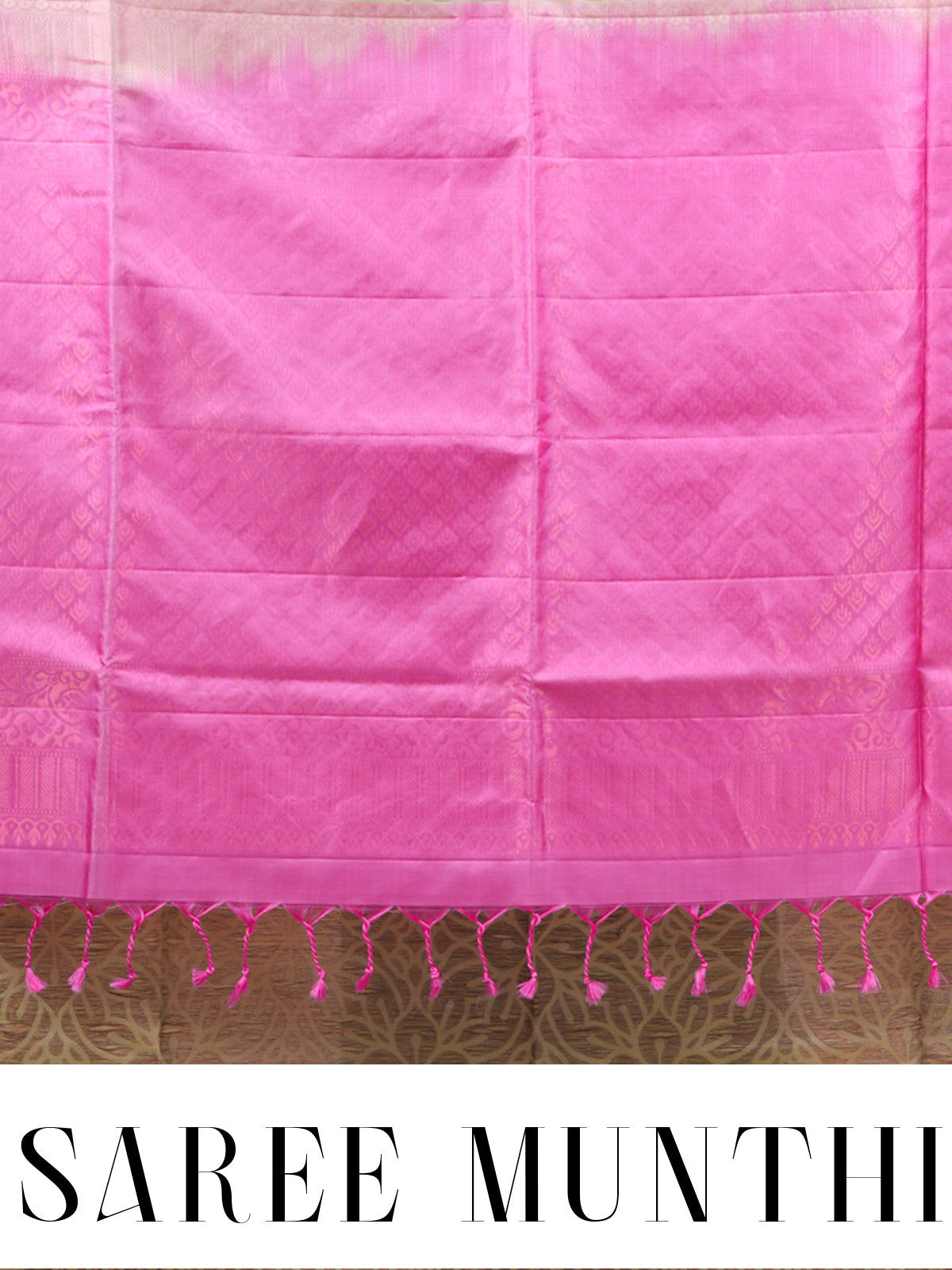 The Blossom Symphony: Olive Green & Rani Pink Kanchipuram Silk Saree