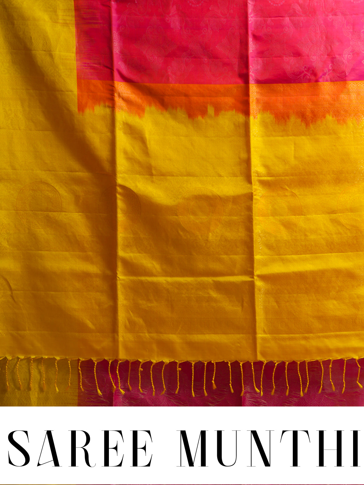 Sunshine Yellow and Rani Pink Pure Kanchipuram Silk Saree