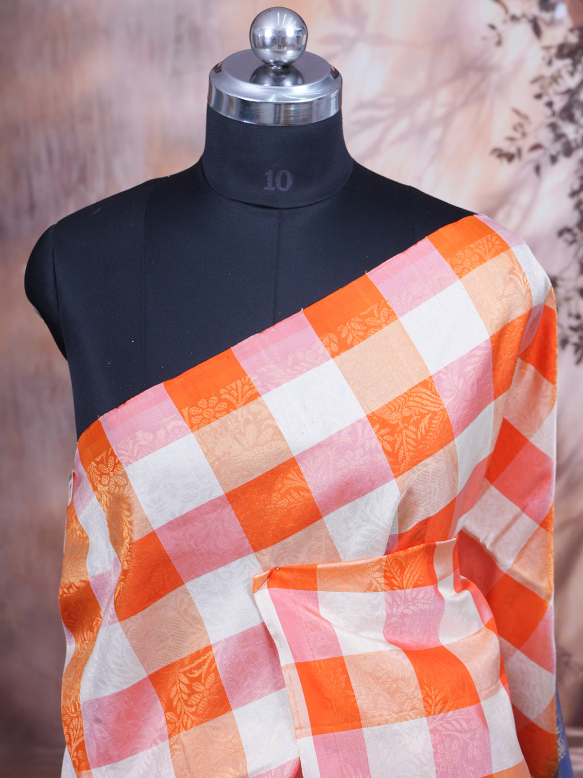 Radiant Orange and Grey Kanchipuram Silk Saree