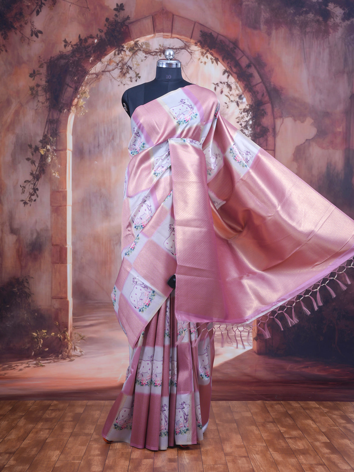 Blush Rose Kanchipuram Silk Saree – The Kamadhenu Chronicles