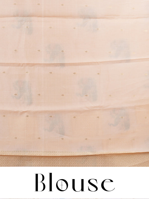 The Royal Peacock cream and pastel yellow Kanchipuram Silk Saree