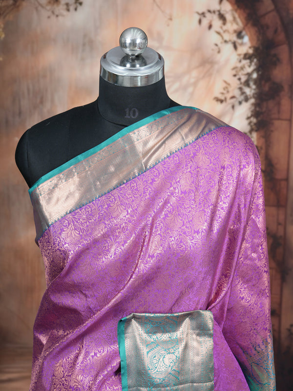 Mauve and Sea Green Kanchipuram Silk Saree