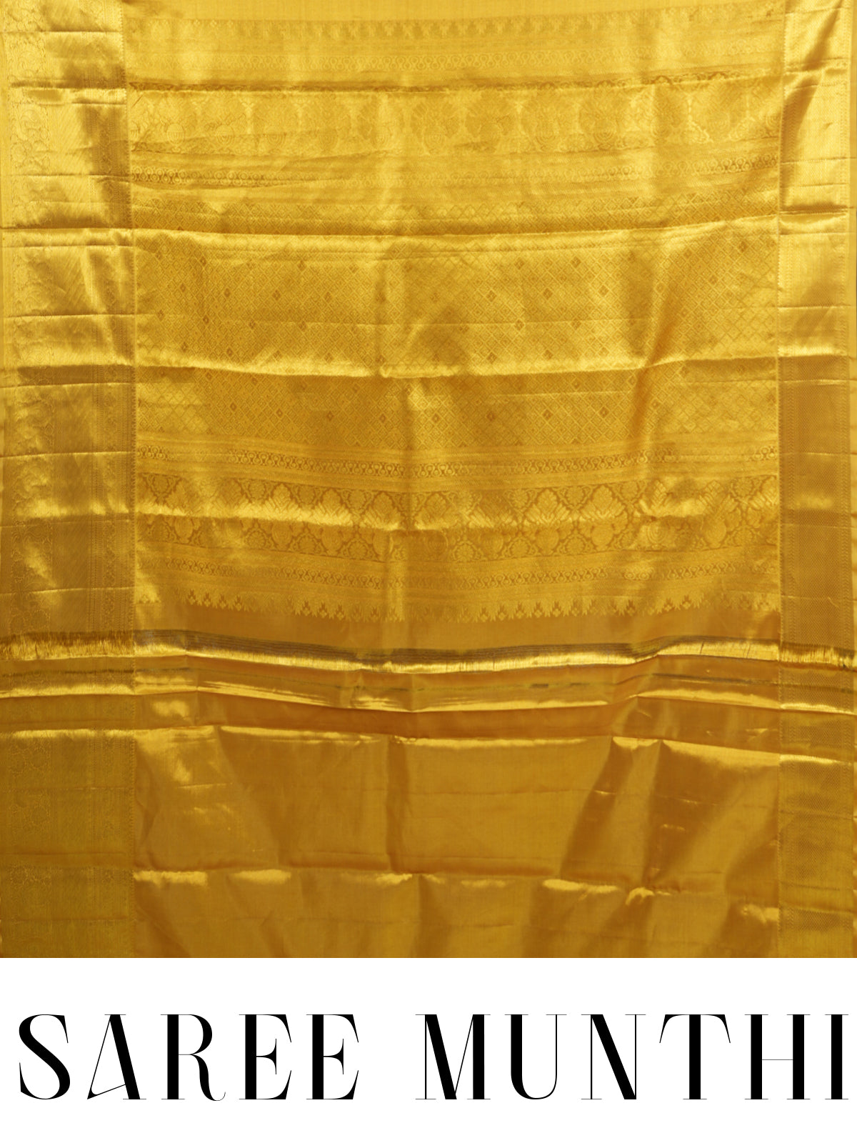 Radiant Mustard Yellow and Off-White Kanjivaram Silk Saree