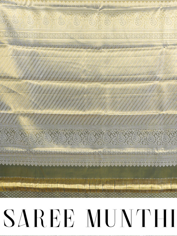 Olive Green and Antique gold Kanchipuram Gold  Silk Saree