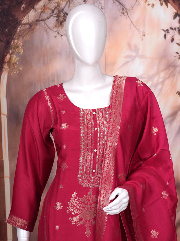 Rani Pink with Gold  Ready Made Salwar Suit