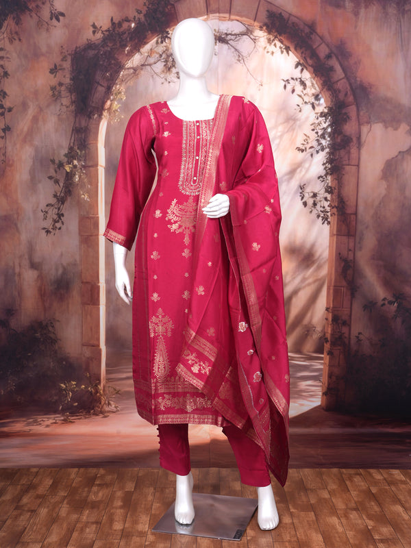 Rani Pink with Gold  Ready Made Salwar Suit
