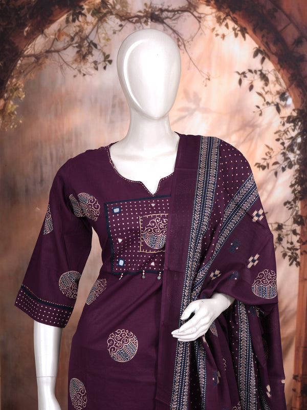 Wine Purple with Matching Dupatta Ready Made Salwar Suit