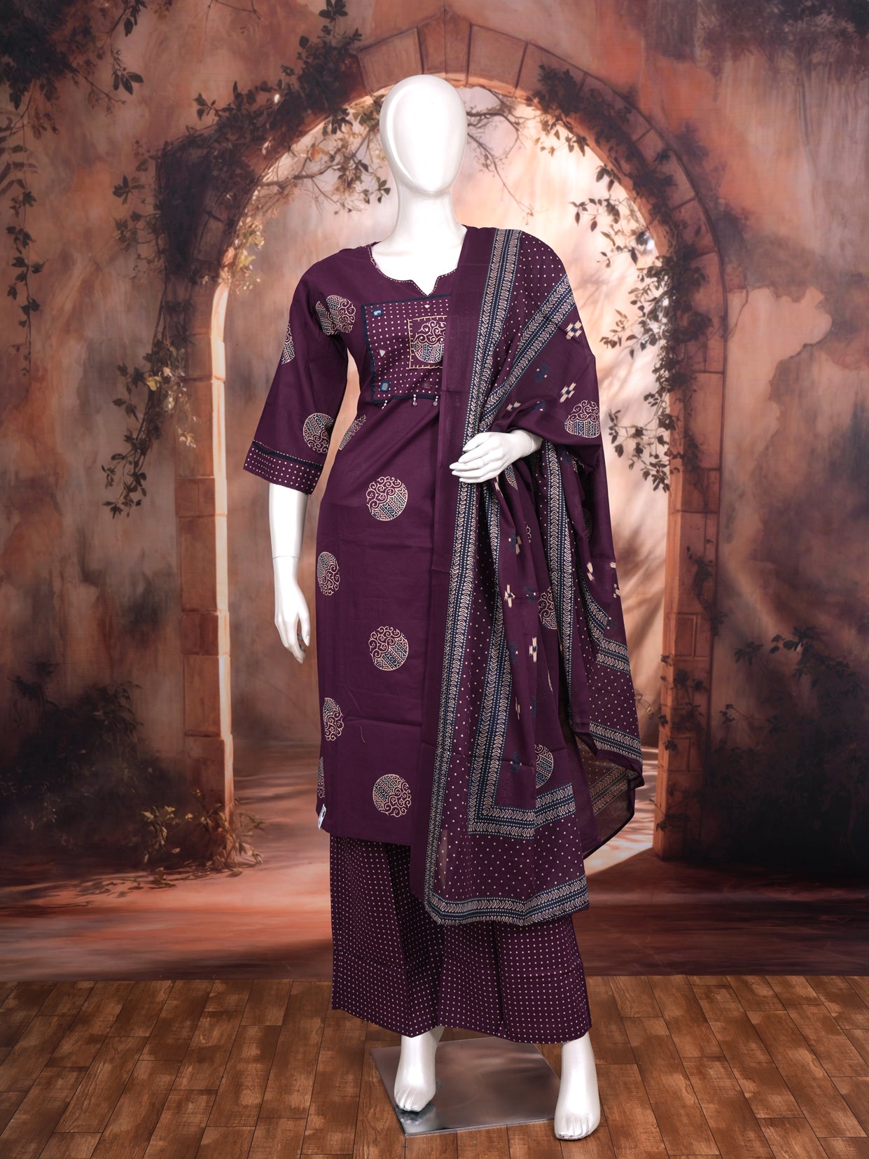 Wine Purple with Matching Dupatta Ready Made Salwar Suit