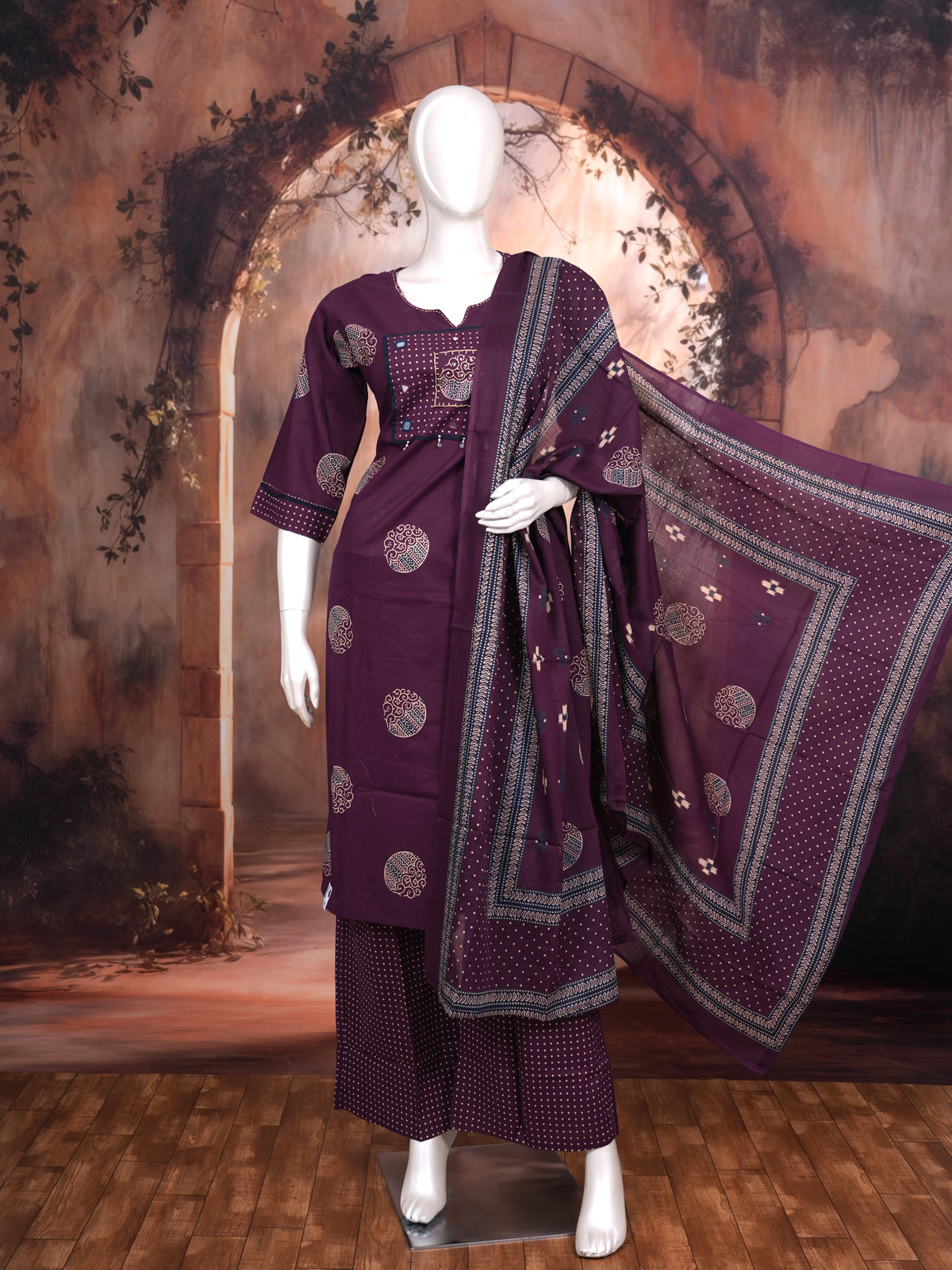 Wine Purple with Matching Dupatta Ready Made Salwar Suit