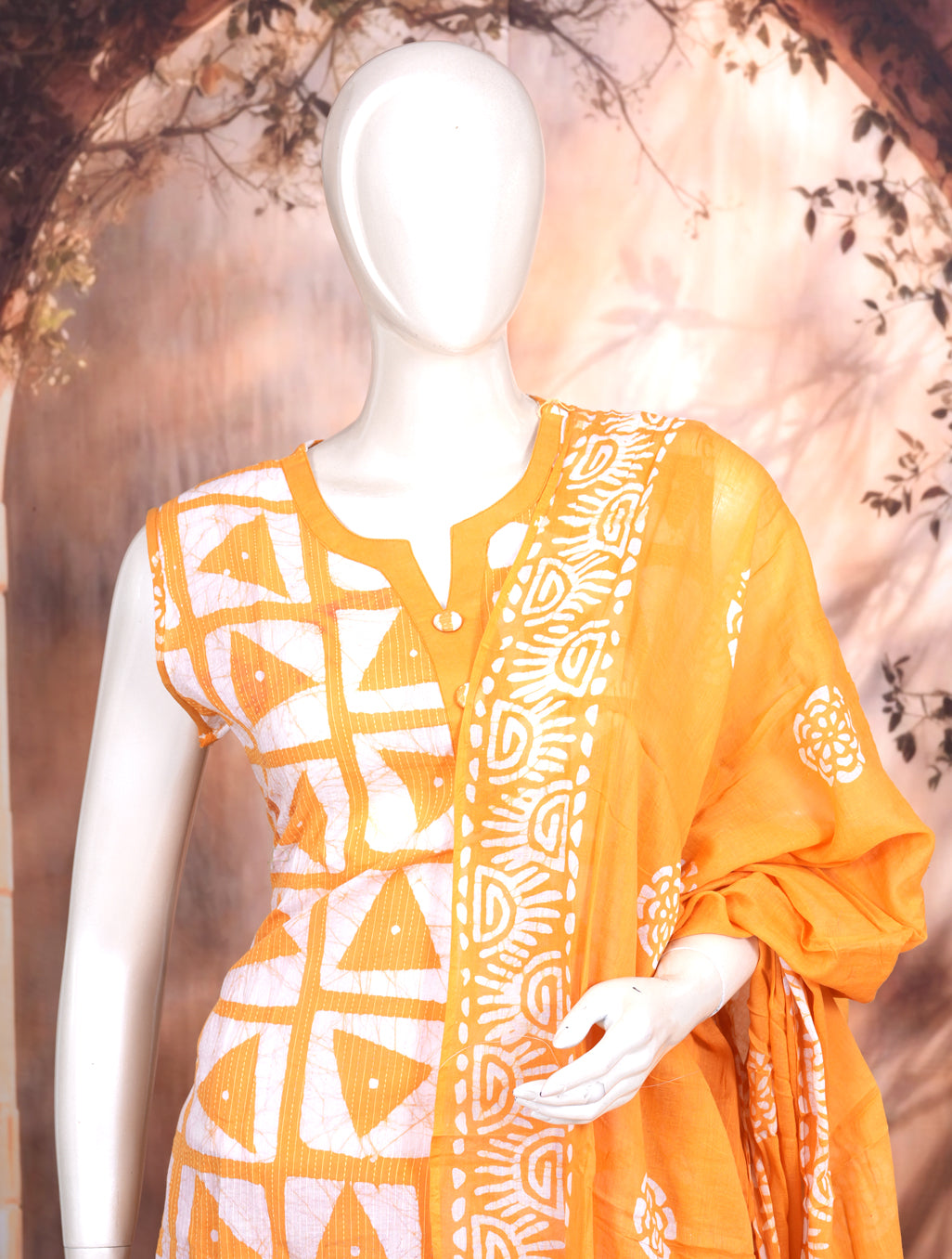 Orange with White Dupatta Ready Made Salwar Suit