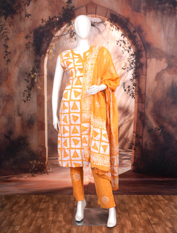 Orange with White Dupatta Ready Made Salwar Suit