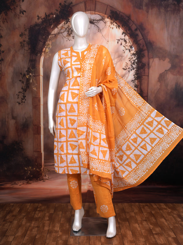 Orange with White Dupatta Ready Made Salwar Suit