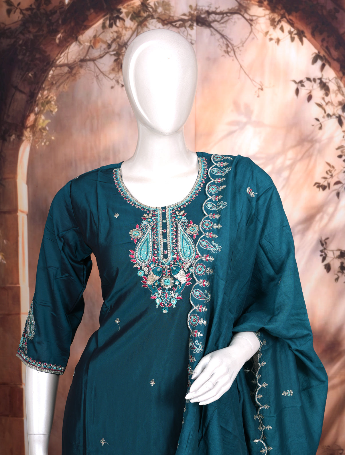 Teal Blue with Dupatta Ready Made Salwar Suit