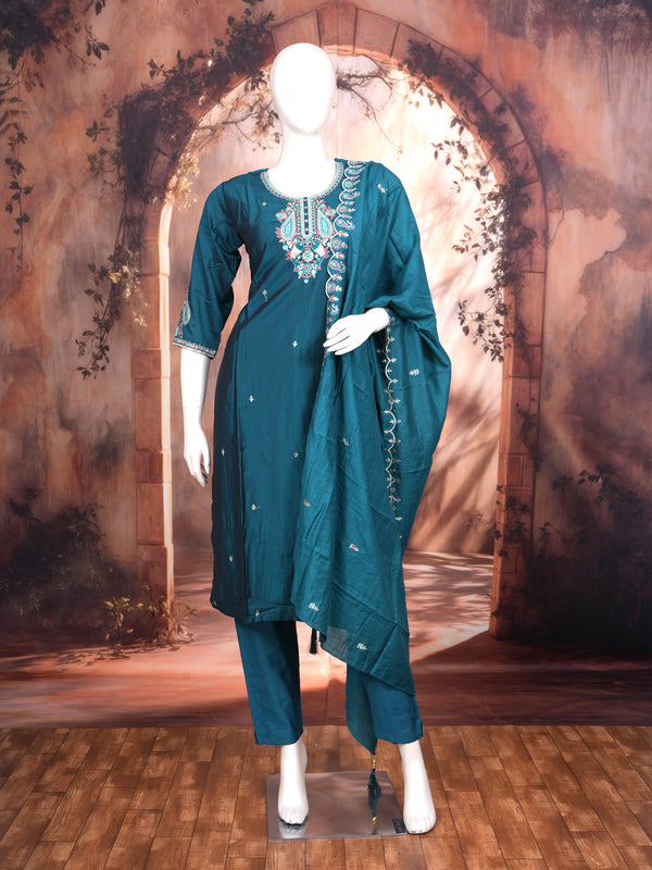 Teal Blue with Dupatta Ready Made Salwar Suit