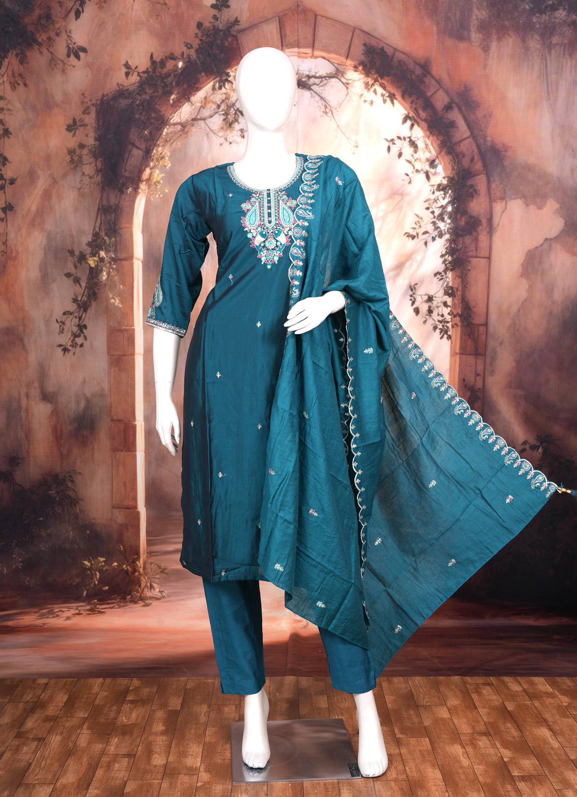 Teal Blue with Dupatta Ready Made Salwar Suit