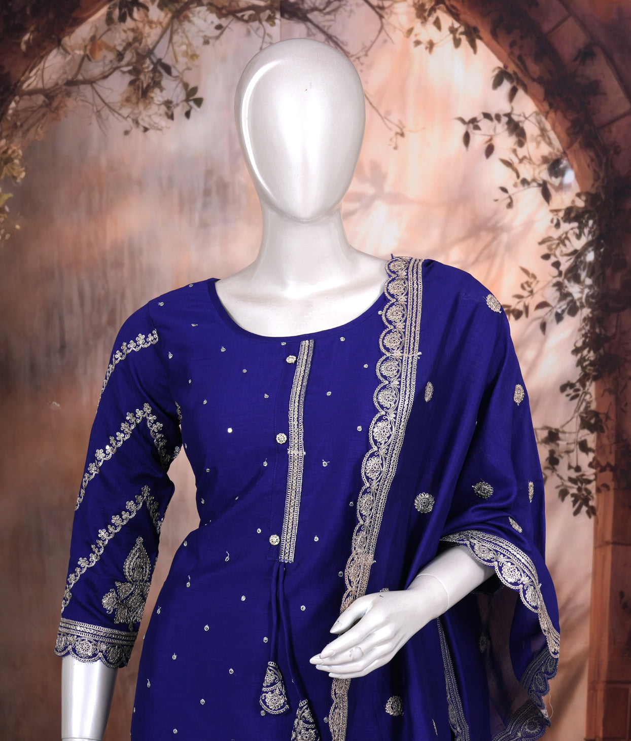 Royal Blue with Royal Blue Dupatta Ready Made Kurti Set