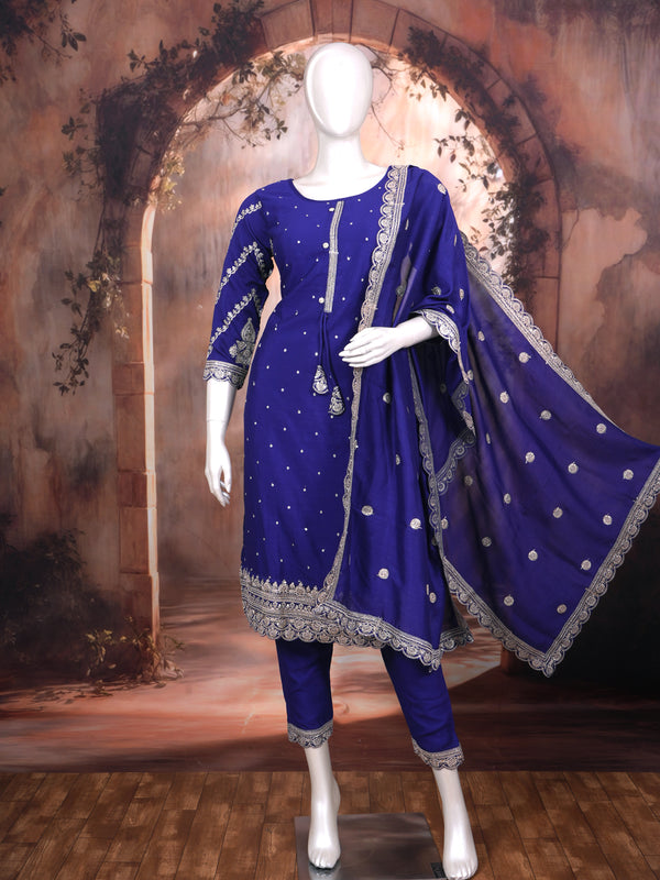 Royal Blue with Royal Blue Dupatta Ready Made Kurti Set