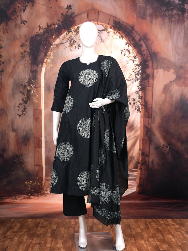 Black with White Ready Made Kurti Set