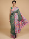 Elegant Moss Green with Lavender Fancy Silk Saree