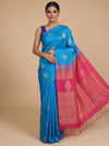 Blue with Pink - Semi Silk Saree