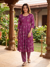 Magenta Printed Anarkali Set