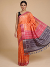 Orange Saree with Pink and Black Patola Munthi Dola Silk Saree