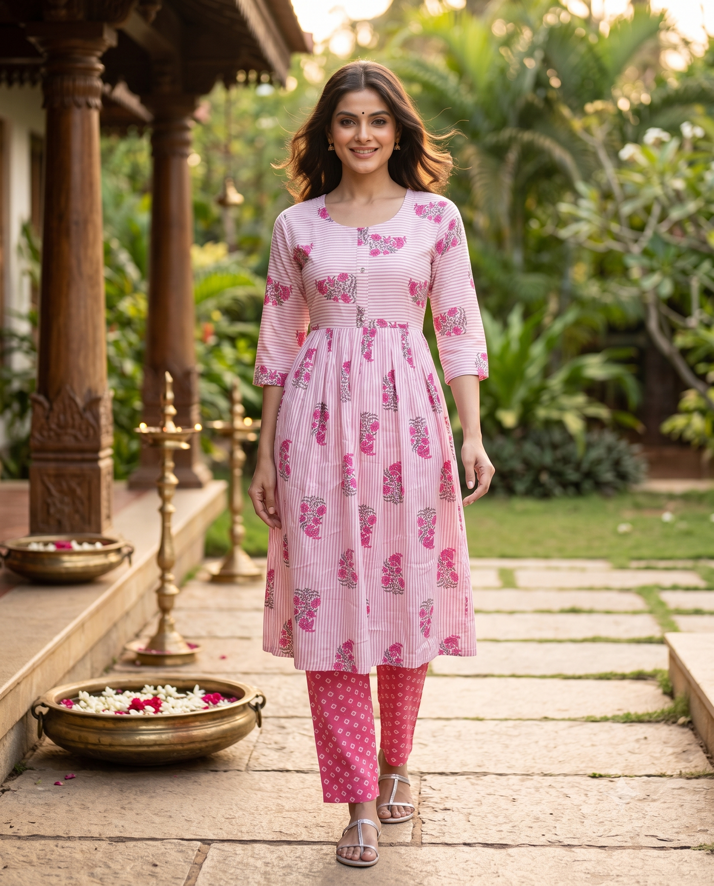 Pink Anarkali Set